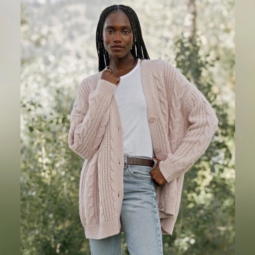 Jenni Kayne NWT Cable Cocoon Cardigan Pink Blush Size XS - Picture 10 of 15